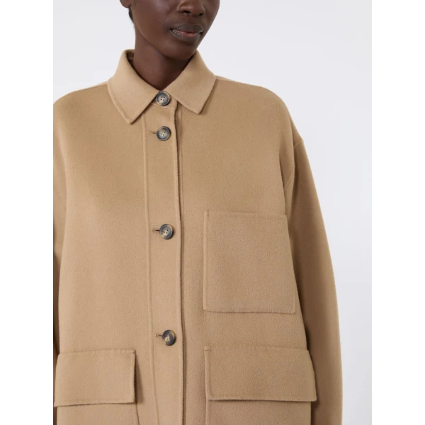 Max Mara Folk Double Wool Shirt Jacket in Camel | Jackets | Coveti