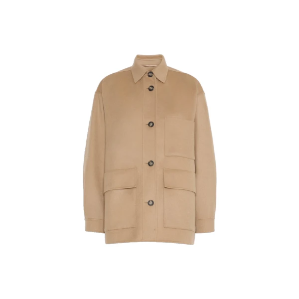 Max Mara Folk Double Wool Shirt Jacket in Camel | Jackets | Coveti
