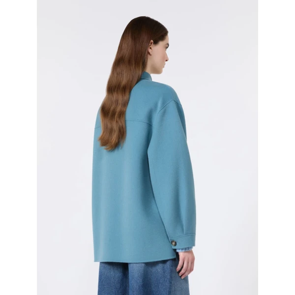 Max Mara Folk Double Wool Shirt Jacket in Light Blue | Jackets | Coveti