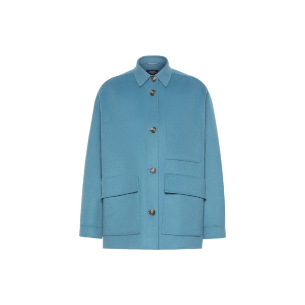 Folk Double Wool Shirt Jacket in Light Blue