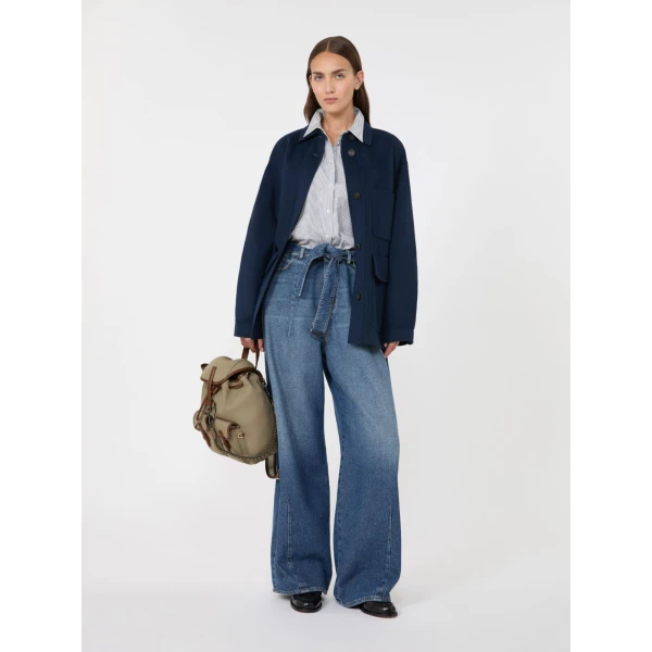 Max Mara Folk Double Wool Shirt Jacket in Ultramarine | Jackets | Coveti