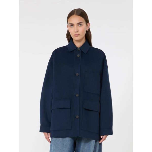 Max Mara Folk Double Wool Shirt Jacket in Ultramarine | Jackets | Coveti