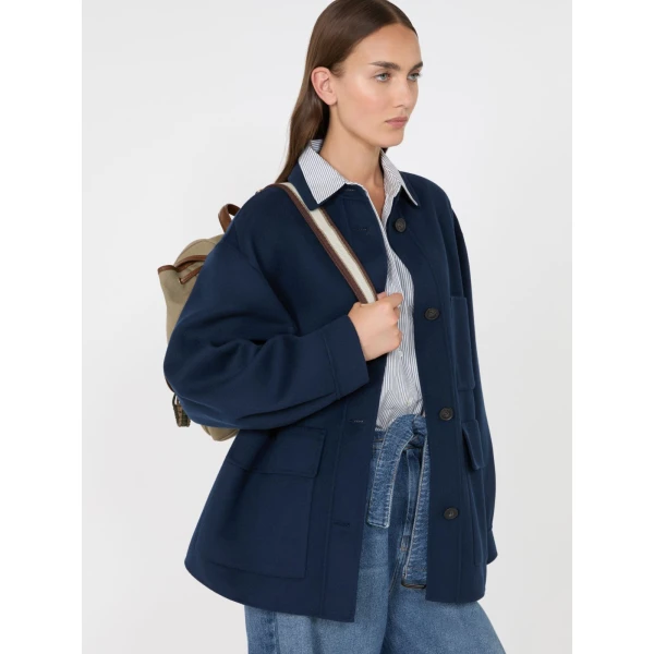 Max Mara Folk Double Wool Shirt Jacket in Ultramarine | Jackets | Coveti