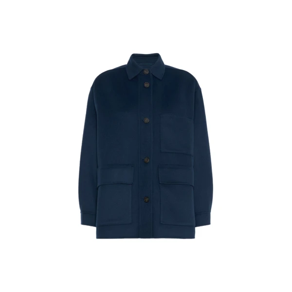 Max Mara Folk Double Wool Shirt Jacket in Ultramarine | Jackets | Coveti