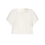 Max Mara Forte Cropped Cotton Blouse in Ecru | Blouse | Coveti
