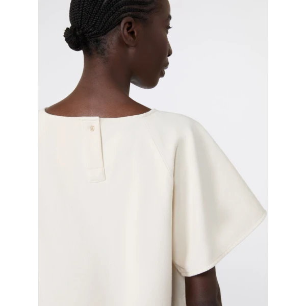 Max Mara Forte Cropped Cotton Blouse in Ecru | Blouse | Coveti