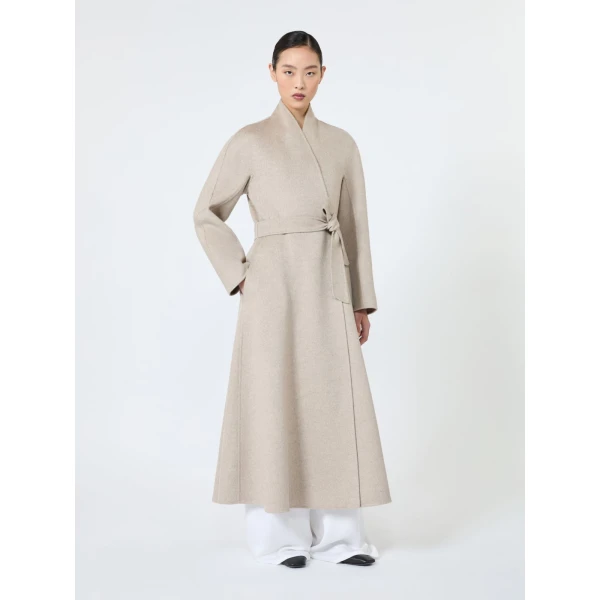 Max Mara Fragola Cashmere Redingote Coat in Sand | Wool Coat | Coveti