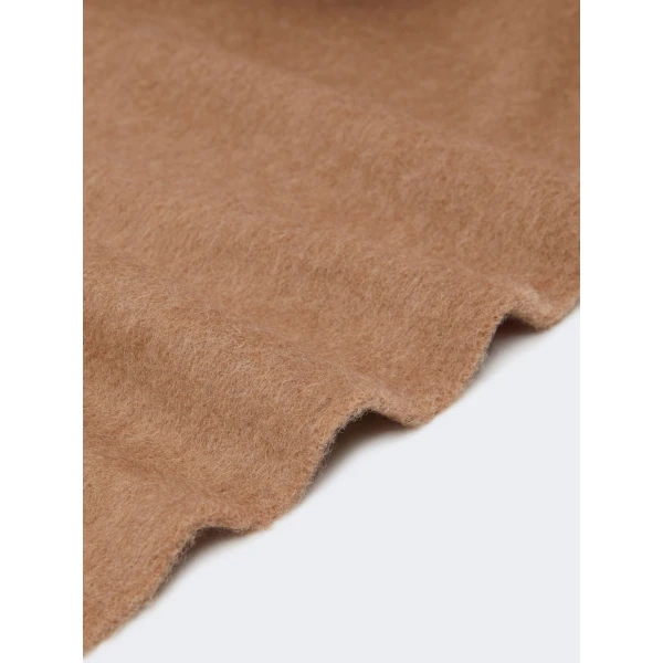 Max Mara Fragore Fringed Wool Scarf in Camel | Scarves | Coveti