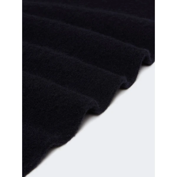 Max Mara Fragore Fringed Wool Scarf in Midnight Blue | Scarves | Coveti