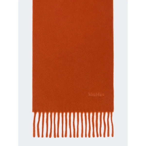 Max Mara Fragore Fringed Wool Scarf in Orange | Scarves | Coveti