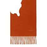 Max Mara Fragore Fringed Wool Scarf in Orange | Scarves | Coveti