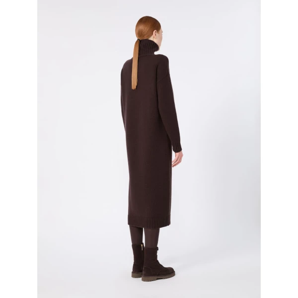 Max Mara Fragore Wool and Cashmere Knit Dress in Dark Brown | Maxi Dresses | Coveti