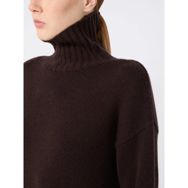 Max Mara Fragore Wool and Cashmere Knit Dress in Dark Brown | Maxi Dresses | Coveti