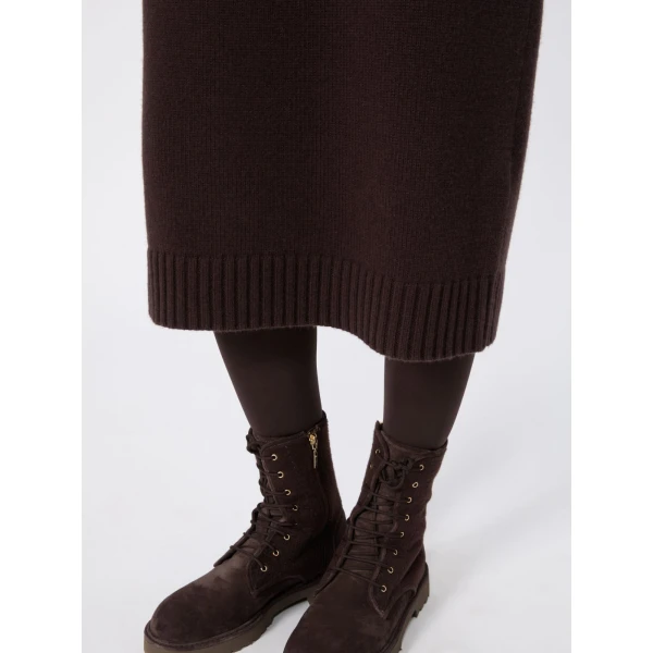 Max Mara Fragore Wool and Cashmere Knit Dress in Dark Brown | Maxi Dresses | Coveti