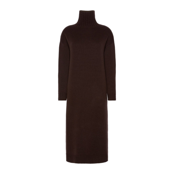Max Mara Fragore Wool and Cashmere Knit Dress in Dark Brown | Maxi Dresses | Coveti