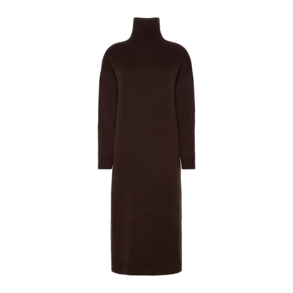 Fragore Wool and Cashmere Knit Dress in Dark Brown