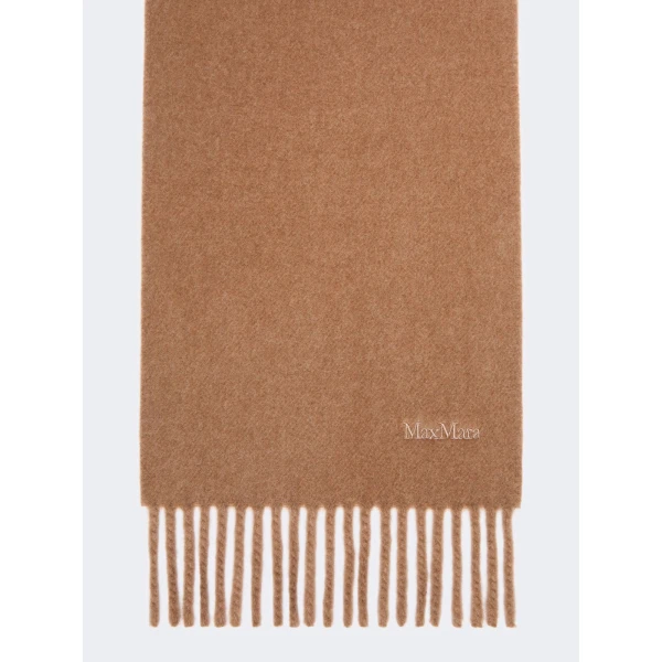 Max Mara Fragore Yarn-Dyed Wool Scarf in Camel | Scarves | Coveti