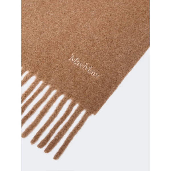 Max Mara Fragore Yarn-Dyed Wool Scarf in Camel | Scarves | Coveti
