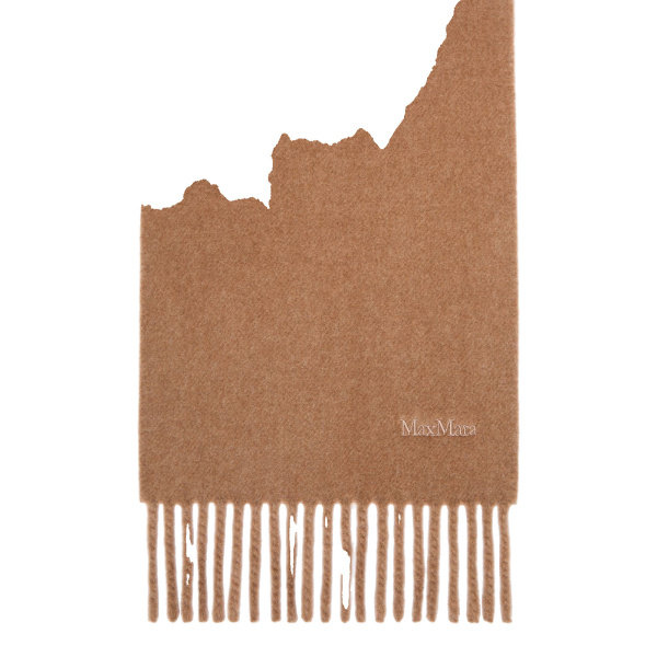 Max Mara Fragore Yarn-Dyed Wool Scarf in Camel | Scarves | Coveti