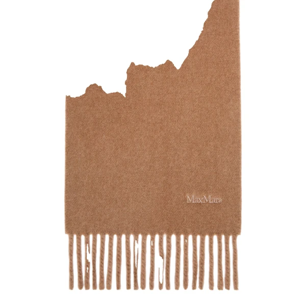 Max Mara Fragore Yarn-Dyed Wool Scarf in Camel | Scarves | Coveti