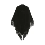 Max Mara Fringed Wool Shawl in Black | Scarves | Coveti