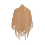 Max Mara Fringed Wool Shawl in Camel | Scarves | Coveti