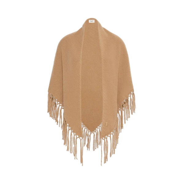 Max Mara Fringed Wool Shawl in Camel | Scarves | Coveti