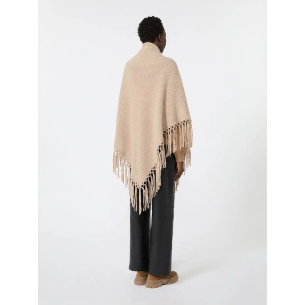 Max Mara Fringed Wool Shawl in Caramel | Scarves | Coveti