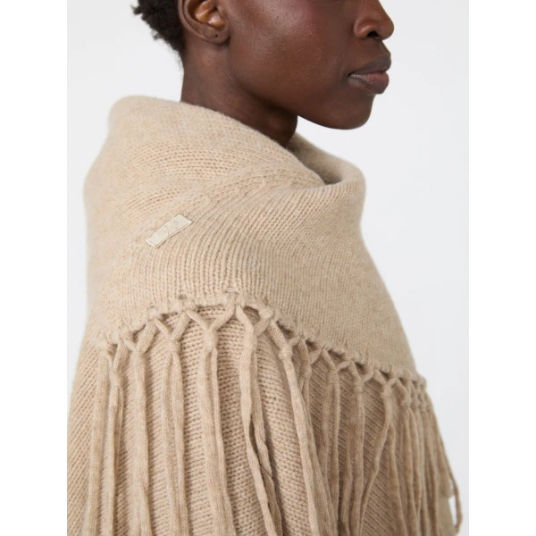Max Mara Fringed Wool Shawl in Caramel | Scarves | Coveti