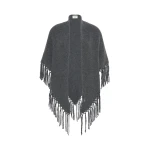 Max Mara Fringed Wool Shawl in Dark Grey | Scarves | Coveti