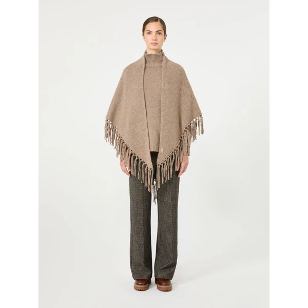 Max Mara Fringed Wool Shawl in Turtledove | Scarves | Coveti