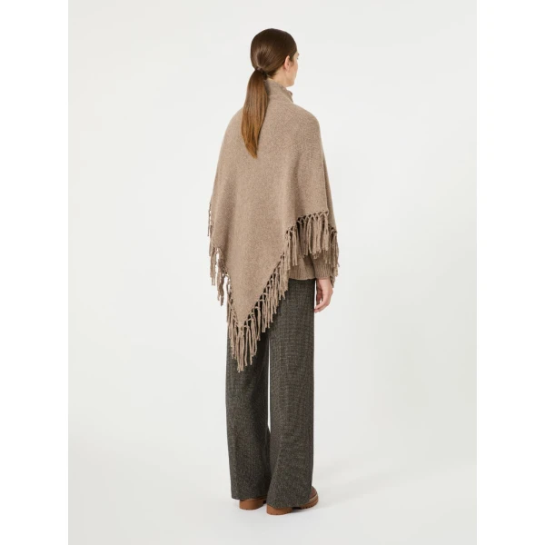 Max Mara Fringed Wool Shawl in Turtledove | Scarves | Coveti