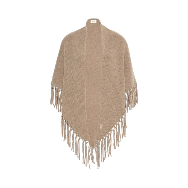 Max Mara Fringed Wool Shawl in Turtledove | Scarves | Coveti