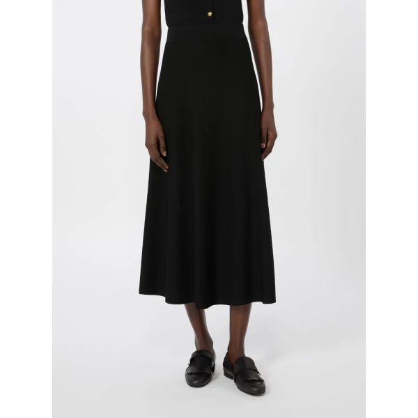 Max Mara Fuggito Viscose Yarn Skirt in Black | Midi Skirts | Coveti