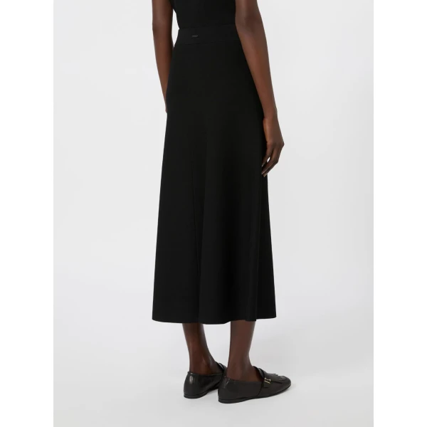 Max Mara Fuggito Viscose Yarn Skirt in Black | Midi Skirts | Coveti