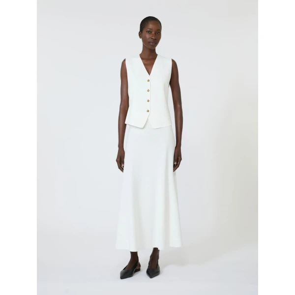 Max Mara Fuggito Viscose Yarn Skirt in White | Midi Skirts | Coveti