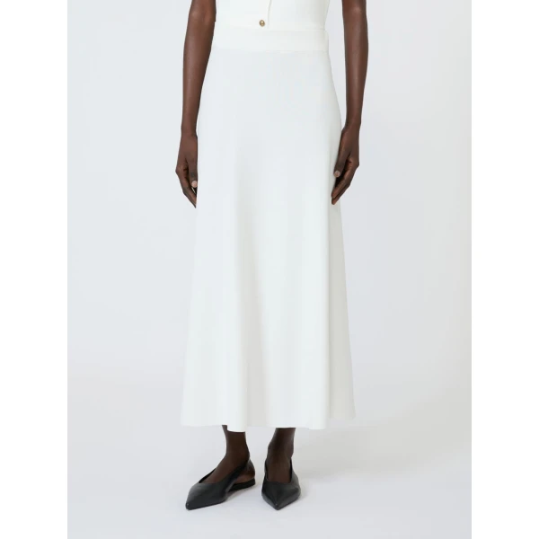 Max Mara Fuggito Viscose Yarn Skirt in White | Midi Skirts | Coveti
