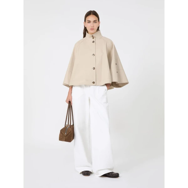 Max Mara Fulcro Gabardine Cape in Stone Grey | Coats | Coveti