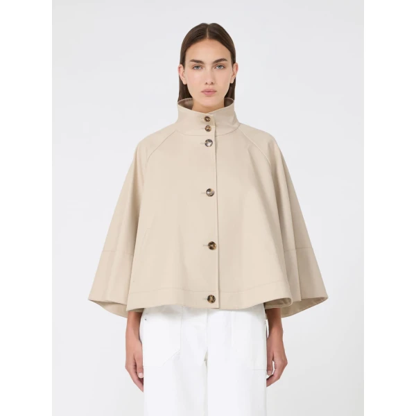 Max Mara Fulcro Gabardine Cape in Stone Grey | Coats | Coveti