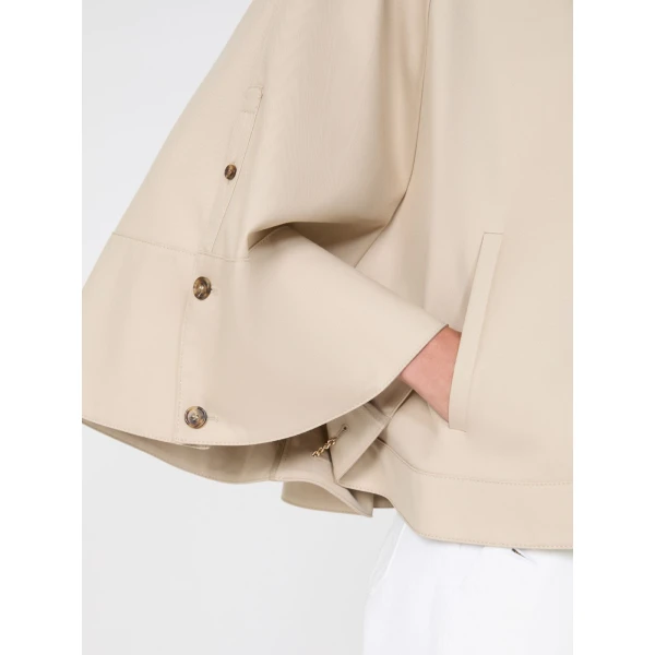 Max Mara Fulcro Gabardine Cape in Stone Grey | Coats | Coveti
