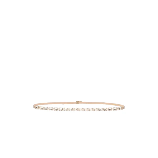 Max Mara Fumante Jewelled Nappa Leather Belt in Beige | Belts | Coveti