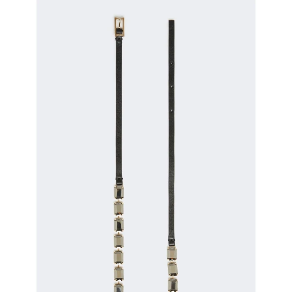 Max Mara Fumante Jewelled Nappa Leather Belt in Black | Belts | Coveti