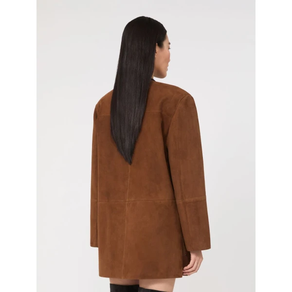 Max Mara Fumato Suede Jacket in Brown | Leather Jackets | Coveti