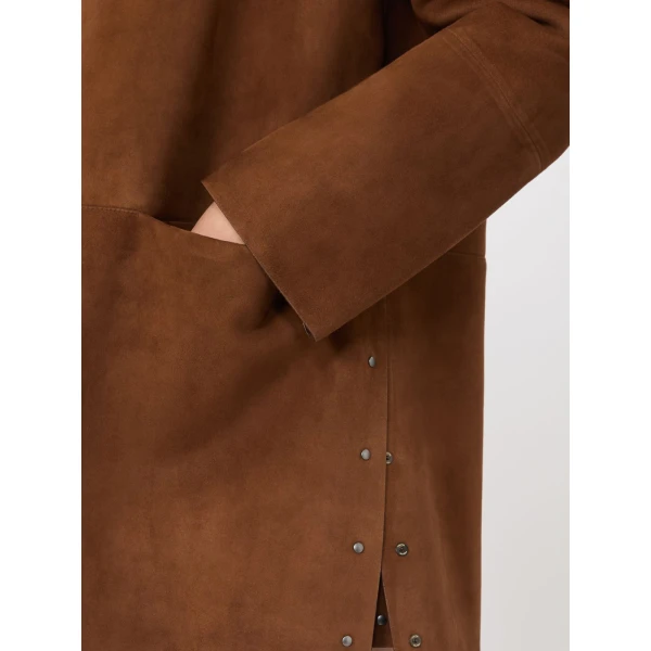 Max Mara Fumato Suede Jacket in Brown | Leather Jackets | Coveti