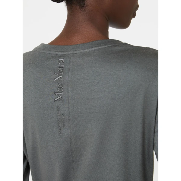 Max Mara Fumetto Long-Sleeved Cotton and Modal T-Shirt in Dark Grey | T-shirts | Coveti