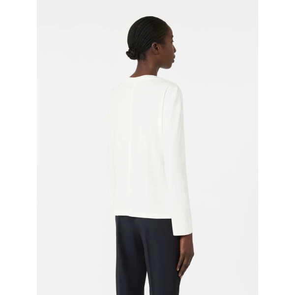 Max Mara Fumetto Long-Sleeved Cotton and Modal T-Shirt in White | T-shirts | Coveti