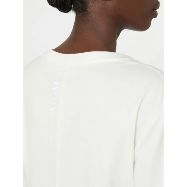 Max Mara Fumetto Long-Sleeved Cotton and Modal T-Shirt in White | T-shirts | Coveti