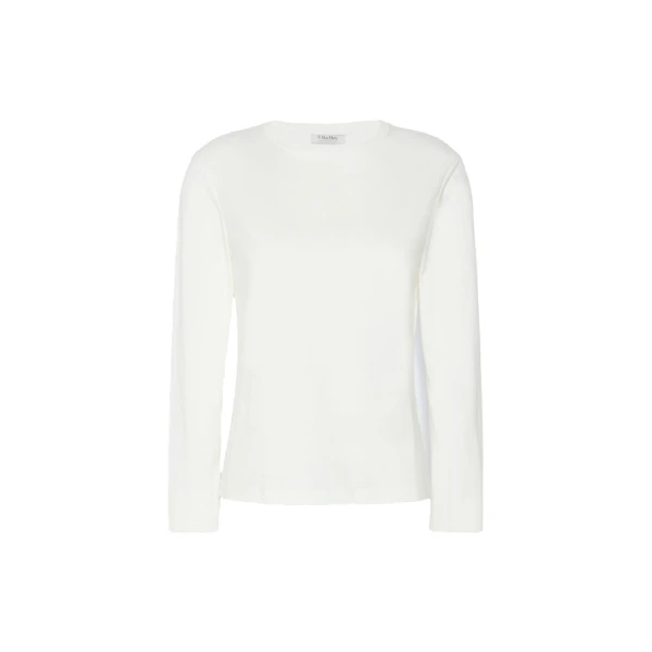 Max Mara Fumetto Long-Sleeved Cotton and Modal T-Shirt in White | T-shirts | Coveti