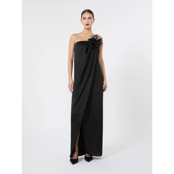 Max Mara Fumi Envers Satin Bustier Gown in Black | Evening Gowns | Coveti