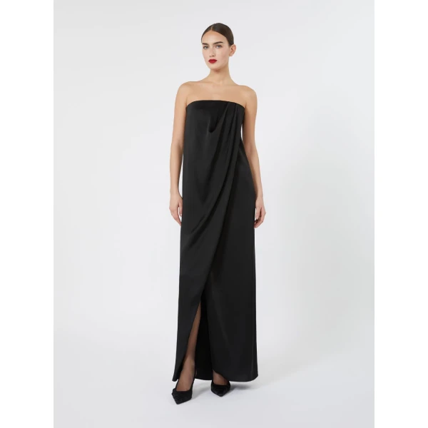 Max Mara Fumi Envers Satin Bustier Gown in Black | Evening Gowns | Coveti
